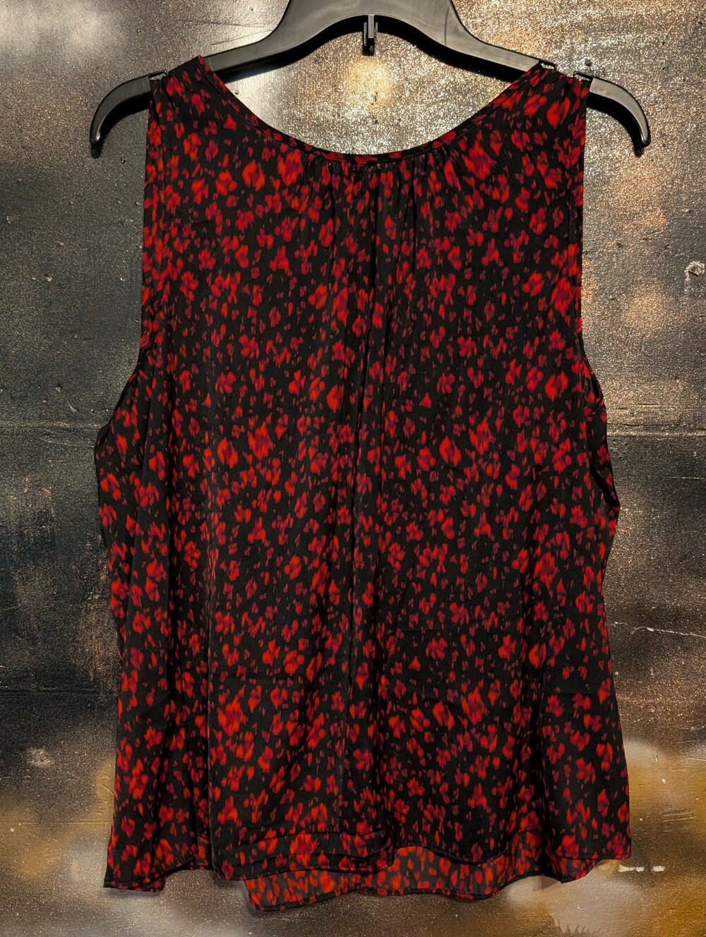 Apt. 9 Black Tank Top with Red Spot Print